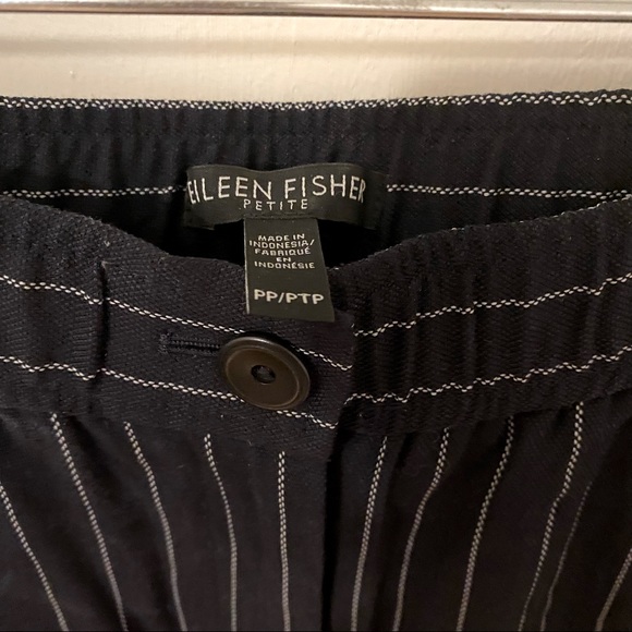 NWOT Petite Eileen Fisher Navy Pinstriped Wide-Leg Cropped Pant - Picture 6 of 6
